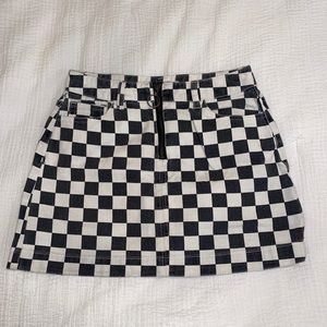 Black and white denim checkered skirt! Like new!